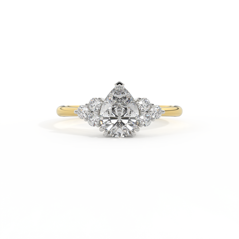 Lab Grown Diamond Trefoil Pear Cut Diamond 18k Yellow Gold Ring