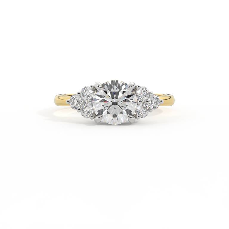 Naturally Mined Diamond Trefoil 18K Yellow Gold Ring (Diamond Pavé) (IGI 735528595)