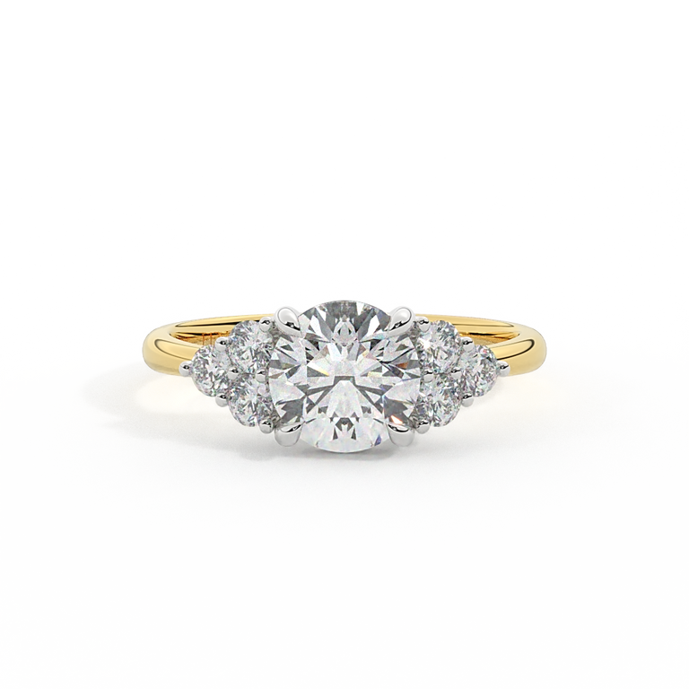 Lab Grown Diamond Trefoil Round Cut Diamond 18k Yellow Gold Ring