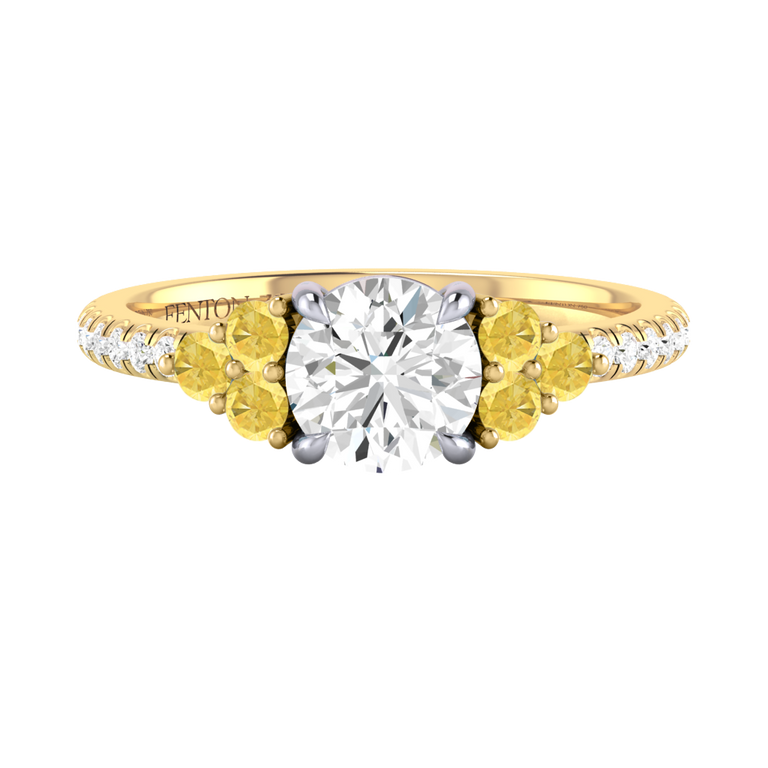 Naturally Mined Diamond Trefoil 18K Yellow Gold Ring (Diamond Pavé) (IGI 662447990)