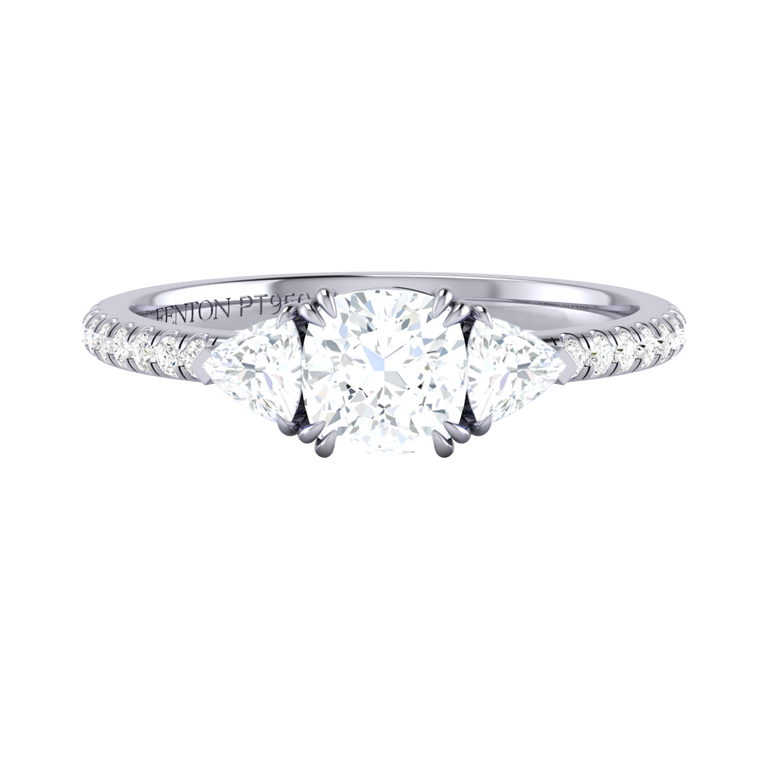 Naturally Mined Diamond Trilogy Platinum Ring (Diamond Pavé) (IGI 487104762)