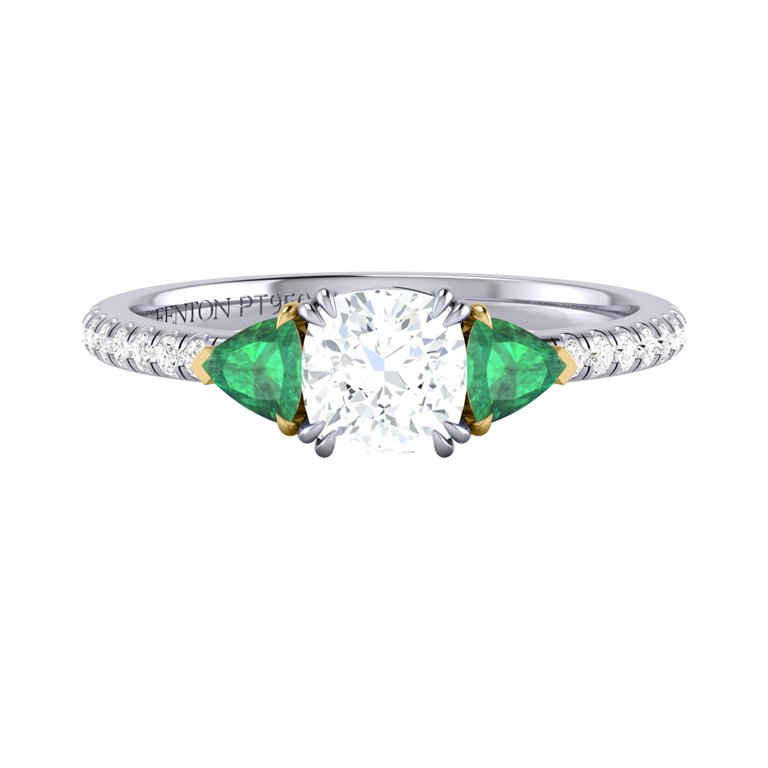 Naturally Mined Diamond Trilogy Platinum Ring (Diamond Pavé) (GIA 7478818021)