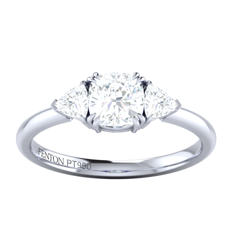 Naturally Mined Diamond Trilogy Platinum Ring (GIA 7416075833)