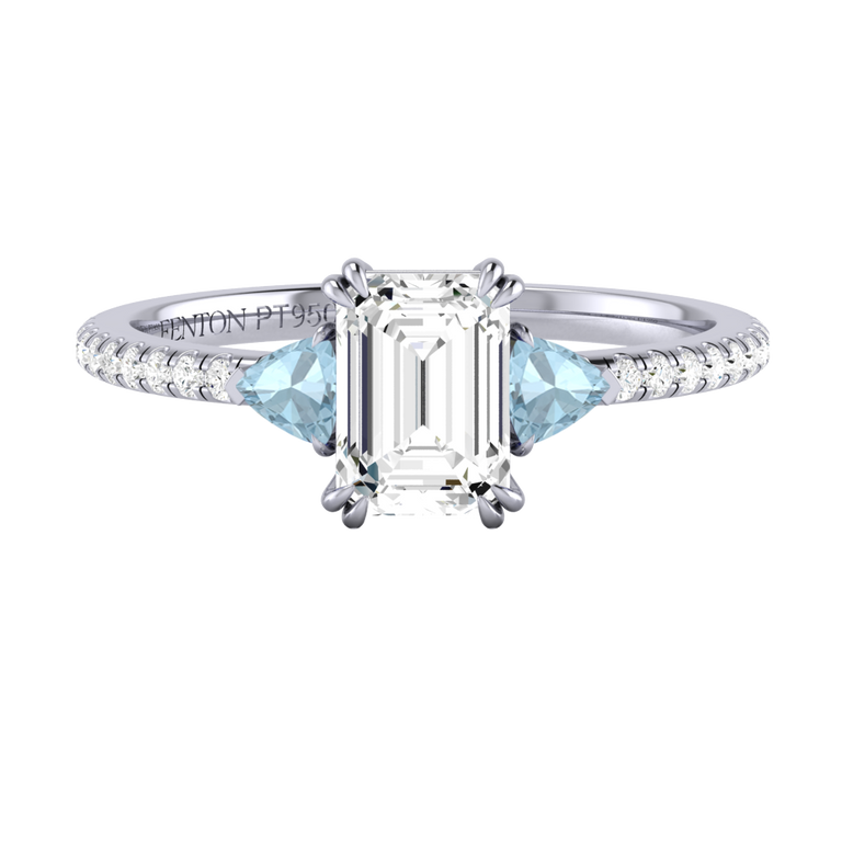 Naturally Mined Diamond Trilogy Platinum Ring (Diamond Pavé) (GIA 5231317260)