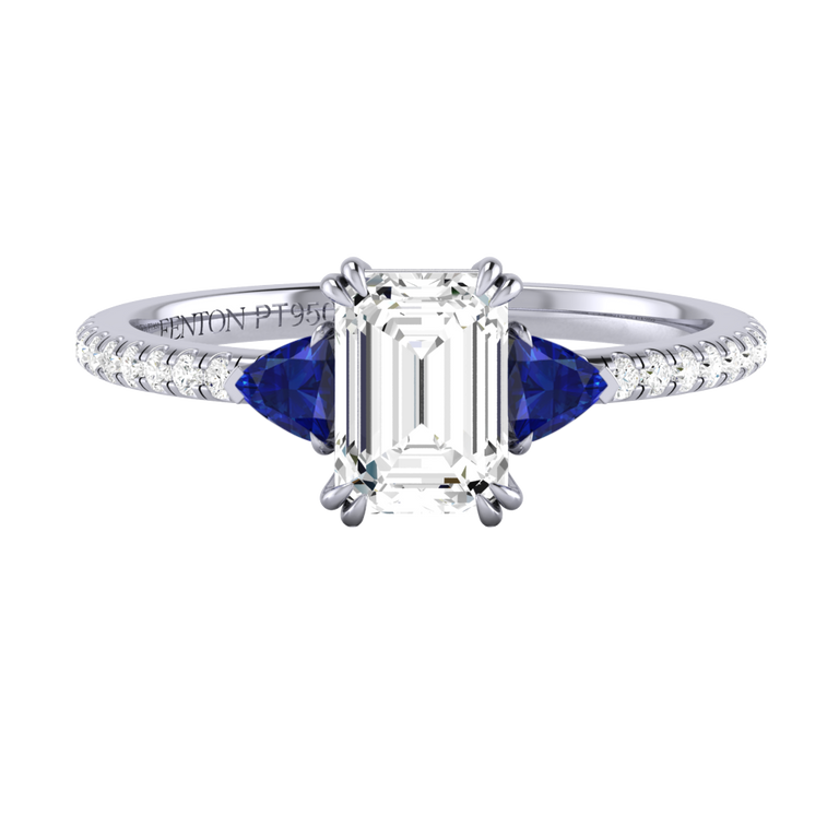 Naturally Mined Diamond Trilogy Platinum Ring (Diamond Pavé) (GIA 6223992981)