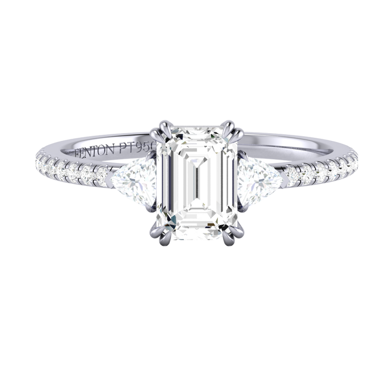 Naturally Mined Diamond Trilogy Platinum Ring (Diamond Pavé) (GIA 2464058588)