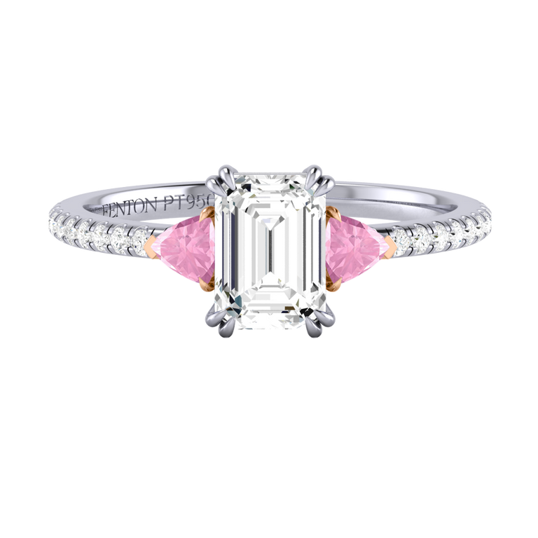 Naturally Mined Diamond Trilogy Platinum Ring (Diamond Pavé) (IGI 604392461)