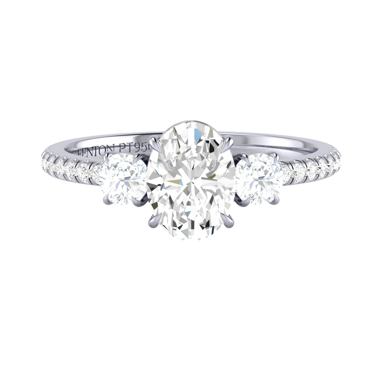 Naturally Mined Diamond Trilogy Platinum Ring (Diamond Pavé) (GIA 2506883222)