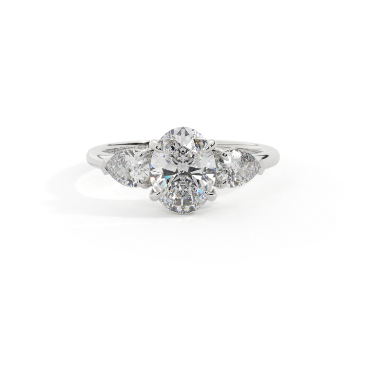 Lab Grown Diamond Trilogy Oval Cut Diamond Platinum Ring