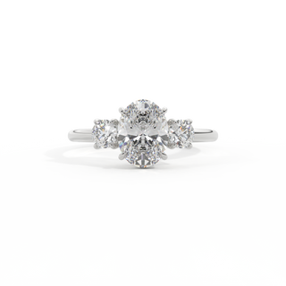 Lab Grown Solar Diamond Trilogy Oval Cut Diamond Platinum Ring