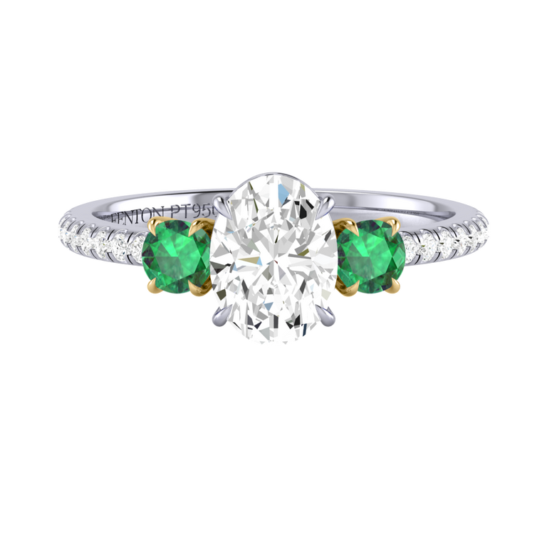 Naturally Mined Diamond Trilogy Platinum Ring (Diamond Pavé) (GIA 2497945039)