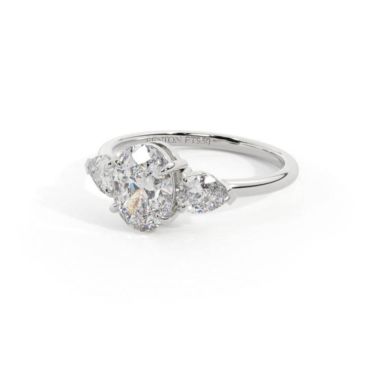 Lab Grown Diamond Trilogy Oval Cut Diamond Platinum Ring