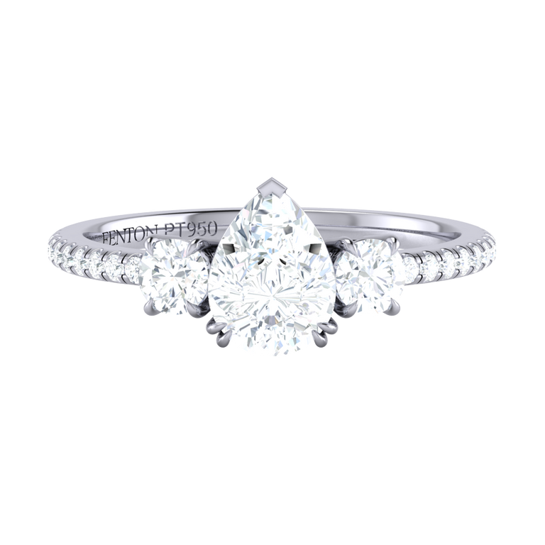 Naturally Mined Diamond Trilogy Platinum Ring (Diamond Pavé) (GIA 6475785621)