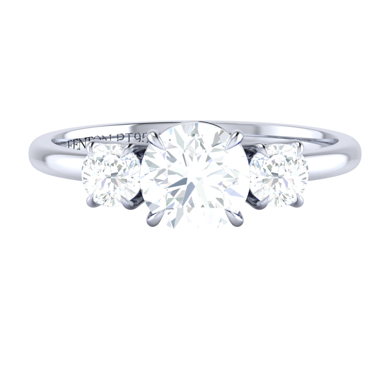 Naturally Mined Diamond Trilogy Platinum Ring (GIA 5503532767)