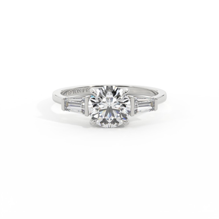 Naturally Mined Diamond Trilogy Round Cut Diamond Platinum Ring