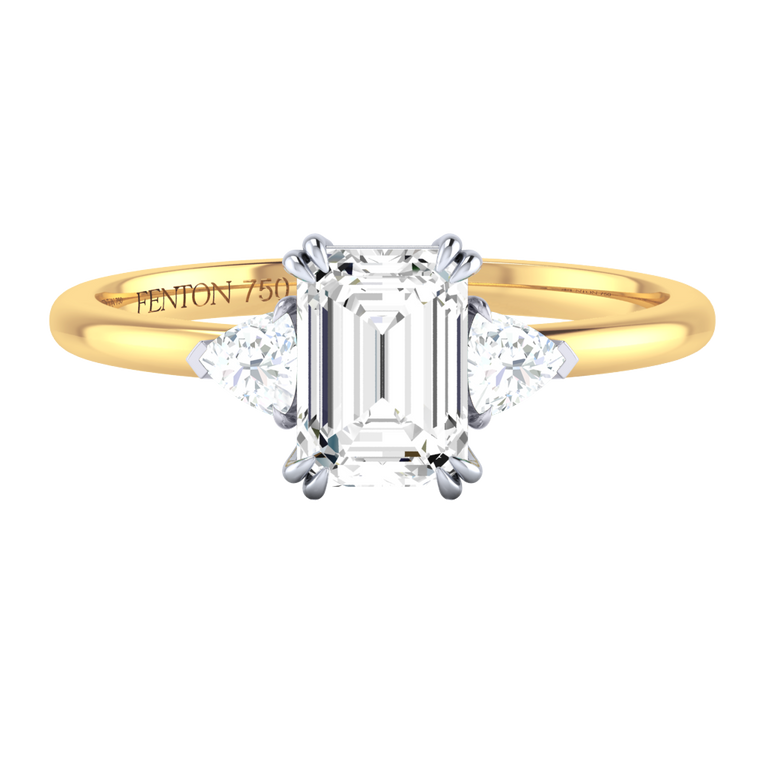 Naturally Mined Diamond Trilogy 18K Yellow Gold Ring (GIA 6491714287)