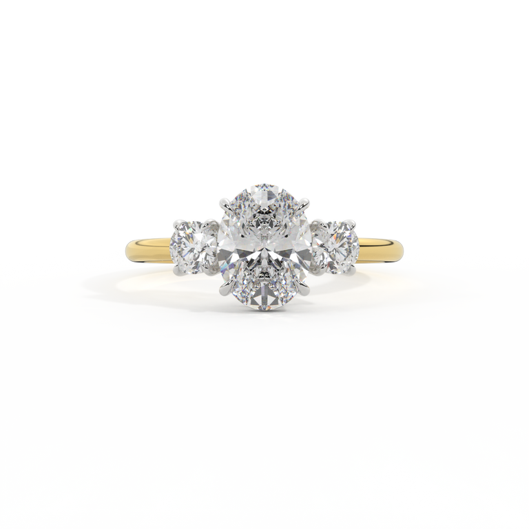 Naturally Mined Diamond Trilogy 18K Yellow Gold Ring (GIA 6542186635)