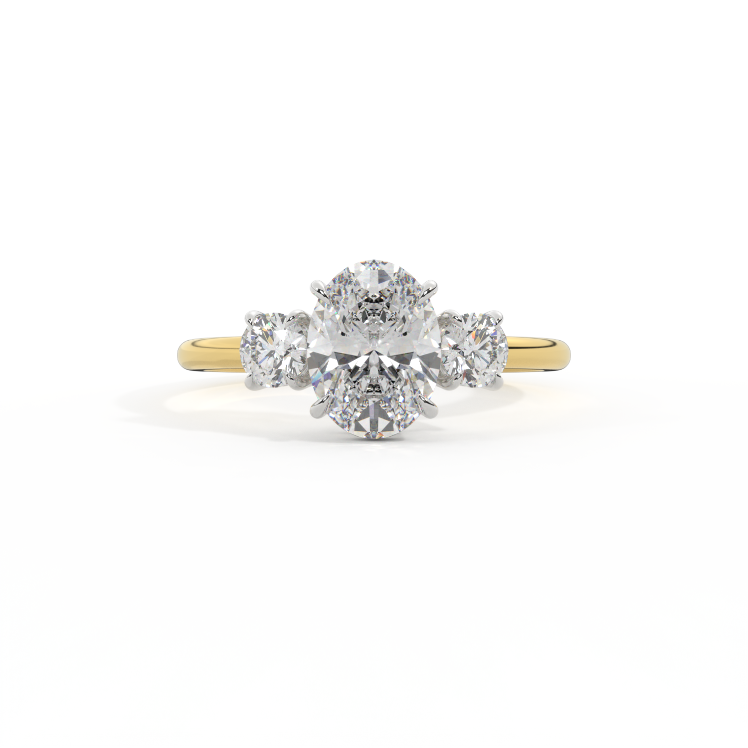 Lab Grown Diamond Trilogy Oval Cut Diamond 18k Yellow Gold Ring