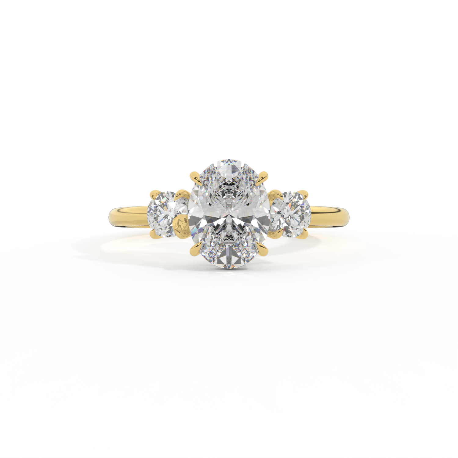 Lab Grown Diamond Trilogy Oval Cut Diamond 18k Yellow Gold Ring