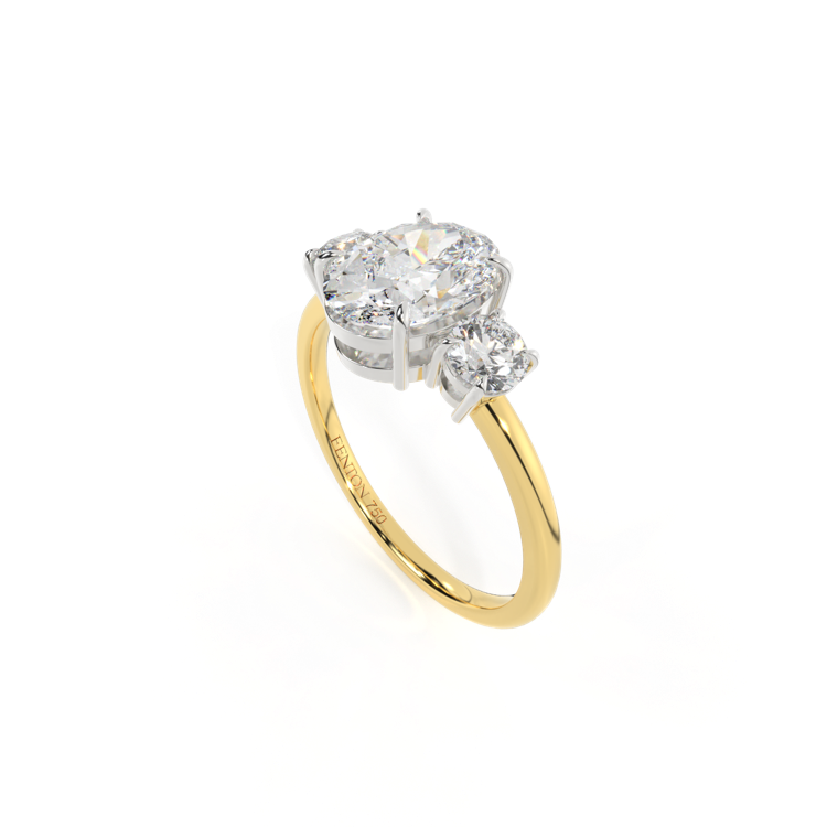 Lab Grown Diamond Trilogy Oval Cut Diamond 18k Yellow Gold Ring