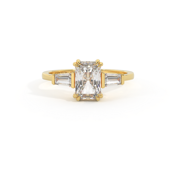Lab Grown Diamond Trilogy Radiant Cut Diamond 18k Yellow Gold Ring