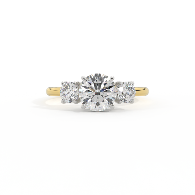 Naturally Mined Diamond Trilogy 18K Yellow Gold Ring (GIA 2534498265)