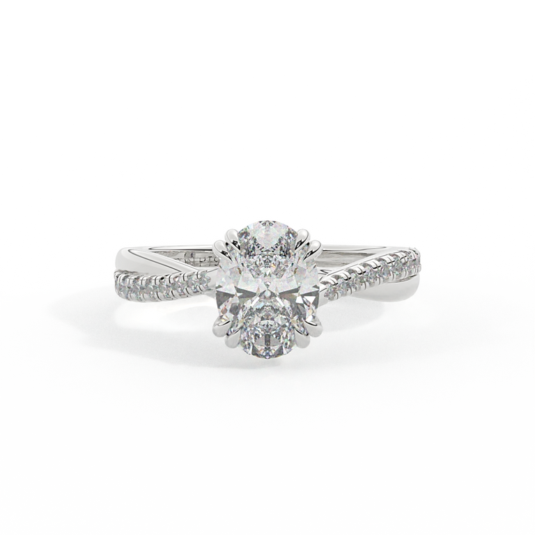 Lab Grown Diamond Twisted Solitaire Oval Cut Platinum Ring