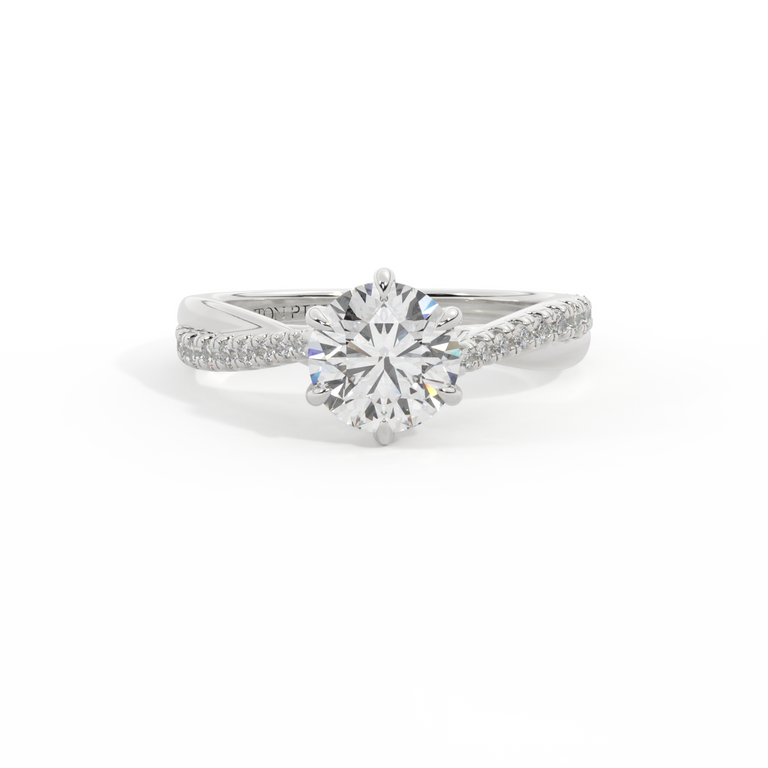 Lab Grown Diamond Twisted Solitaire Round Cut Platinum Ring