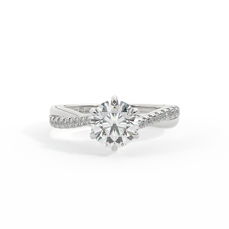 Lab Grown Diamond Twisted Solitaire Round Cut Platinum Ring