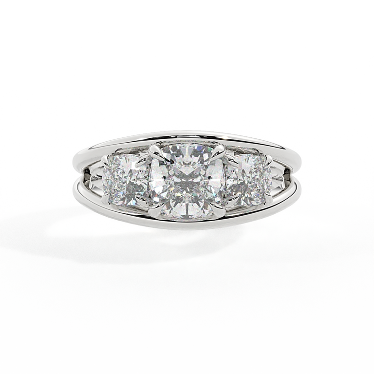 Lab Grown Diamond Venus Cushion Cut Platinum Ring