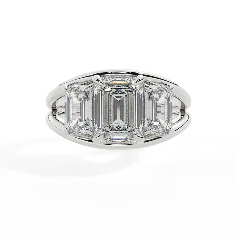Lab Grown Diamond Venus Emerald Cut Platinum Ring