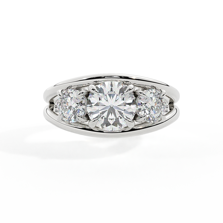 Lab Grown Diamond Venus Round Cut Platinum Ring