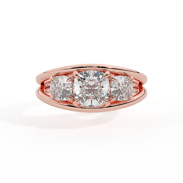 Lab Grown Diamond Venus Cushion Cut 18k Rose Gold Ring
