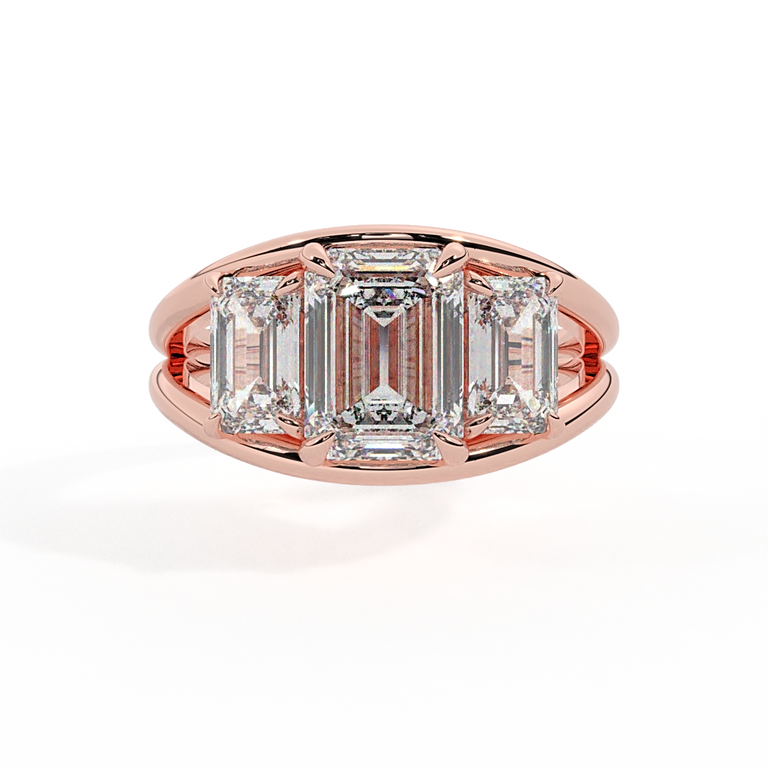 Lab Grown Diamond Venus Emerald Cut 18k Rose Gold Ring