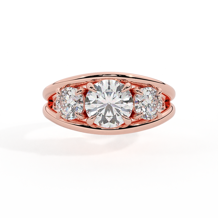 Lab Grown Diamond Venus Round Cut 18k Rose Gold Ring