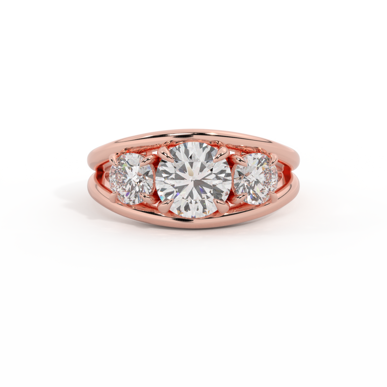 Lab Grown Diamond Venus Round Cut 18k Rose Gold Ring