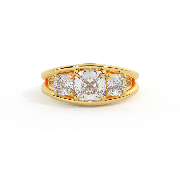 Lab Grown Diamond Venus Cushion Cut 18k Yellow Gold Ring