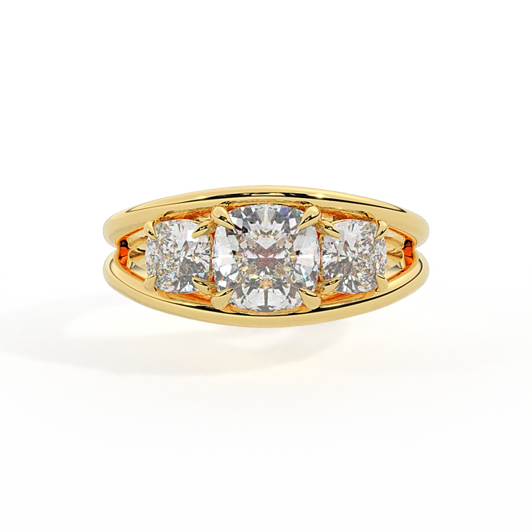 Lab Grown Diamond Venus Cushion Cut 18k Yellow Gold Ring