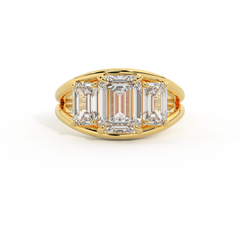 Lab Grown Diamond Venus Emerald Cut 18k Yellow Gold Ring