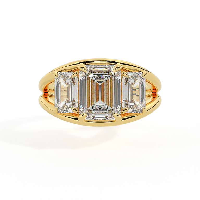 Lab Grown Diamond Venus Emerald Cut 18k Yellow Gold Ring