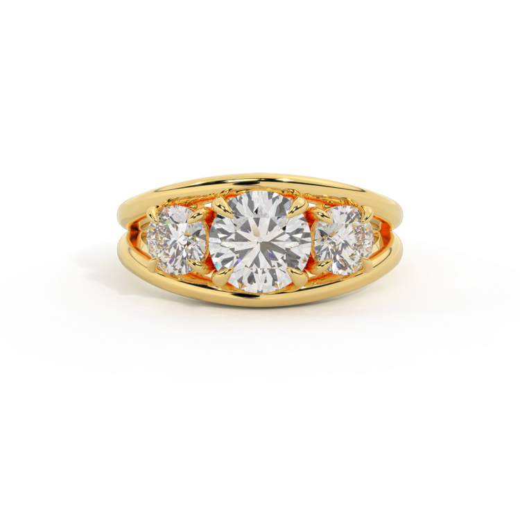 Lab Grown Diamond Venus Round Cut 18k Yellow Gold Ring