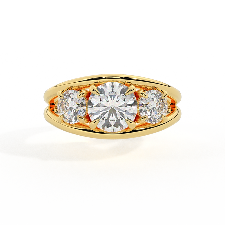 Lab Grown Diamond Venus Round Cut 18k Yellow Gold Ring