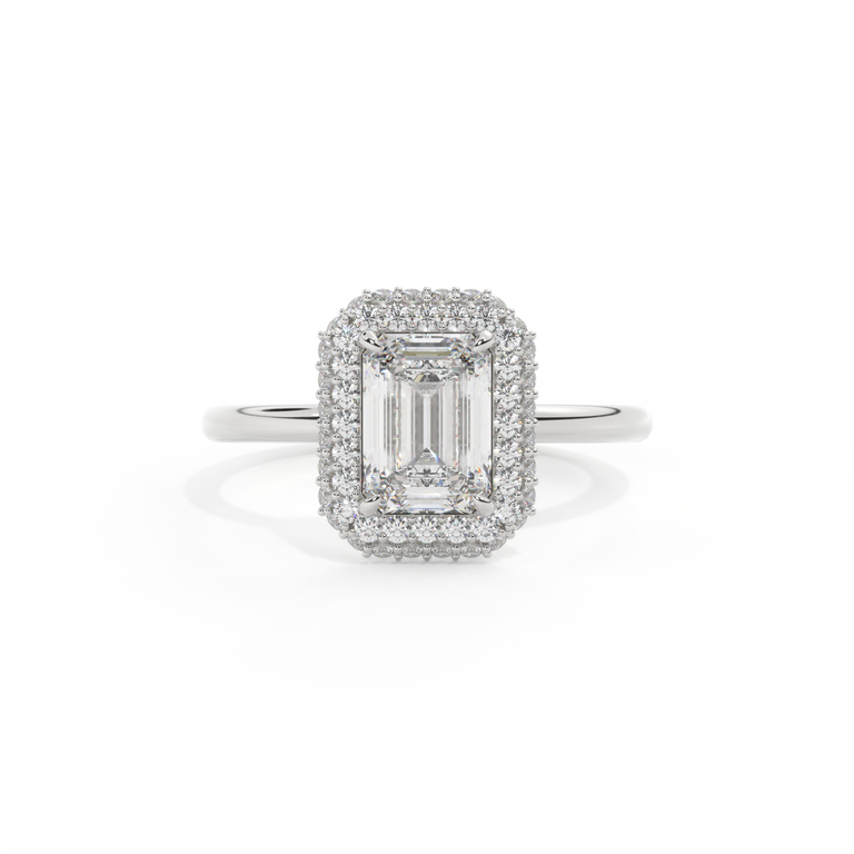Lab Grown Diamond Vintage Emerald Cut Diamond Platinum Ring