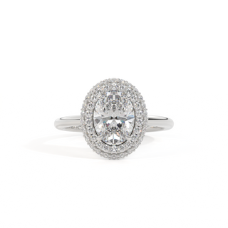 Lab Grown Solar Diamond Vintage Oval Cut Diamond Platinum Ring