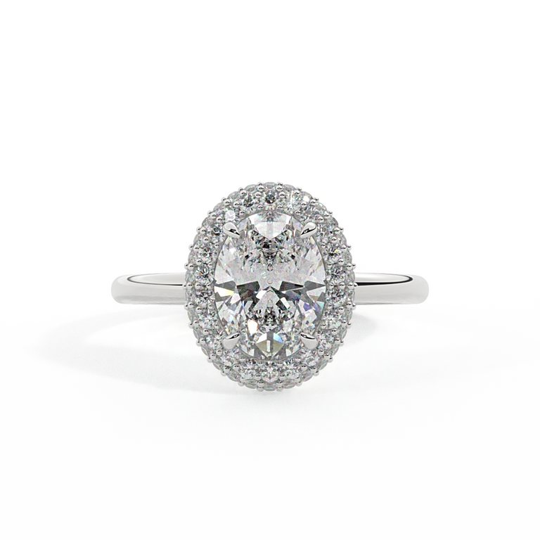 Lab Grown Diamond Vintage Oval Cut Diamond Platinum Ring