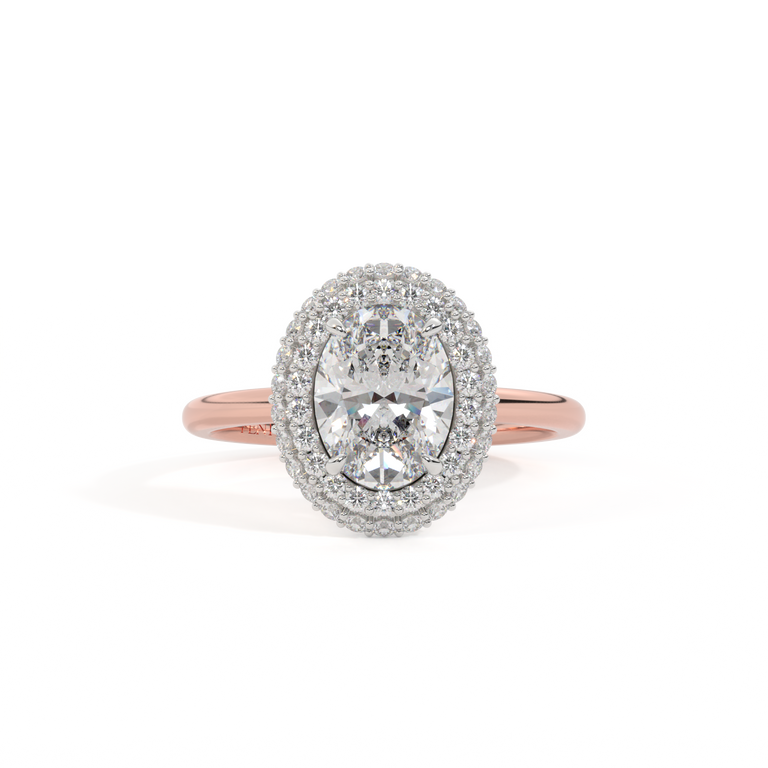 Lab Grown Diamond Vintage Oval Cut Diamond 18k Rose Gold Ring