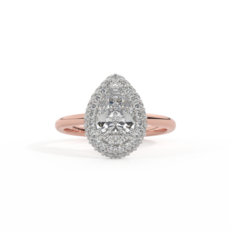 Lab Grown Diamond Vintage Pear Cut Diamond 18k Rose Gold Ring