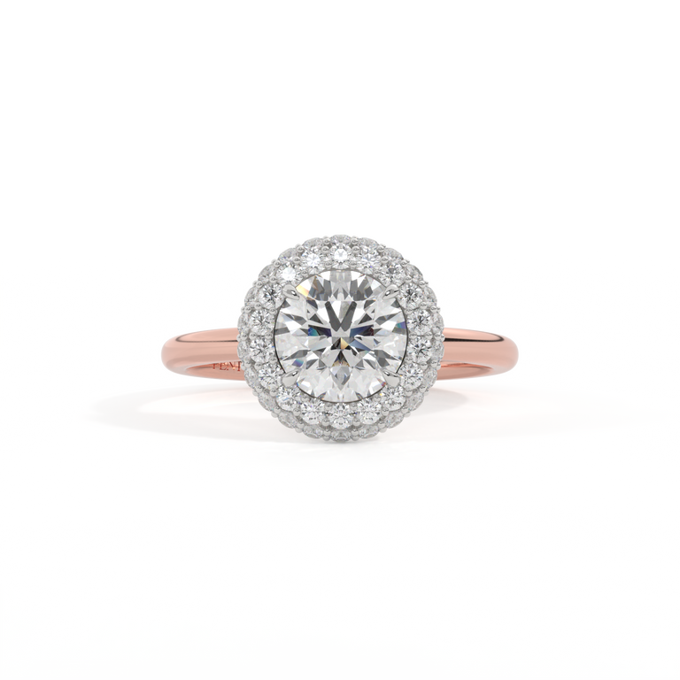 Lab Grown Diamond Vintage Round Cut Diamond 18k Rose Gold Ring