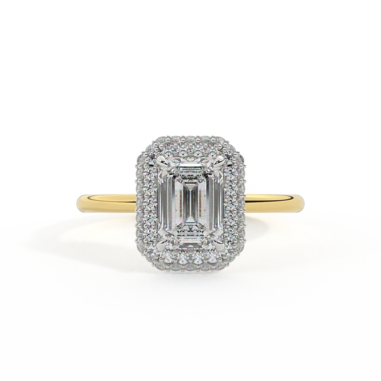 Lab Grown Diamond Vintage Emerald Cut Diamond 18k Yellow Gold Ring