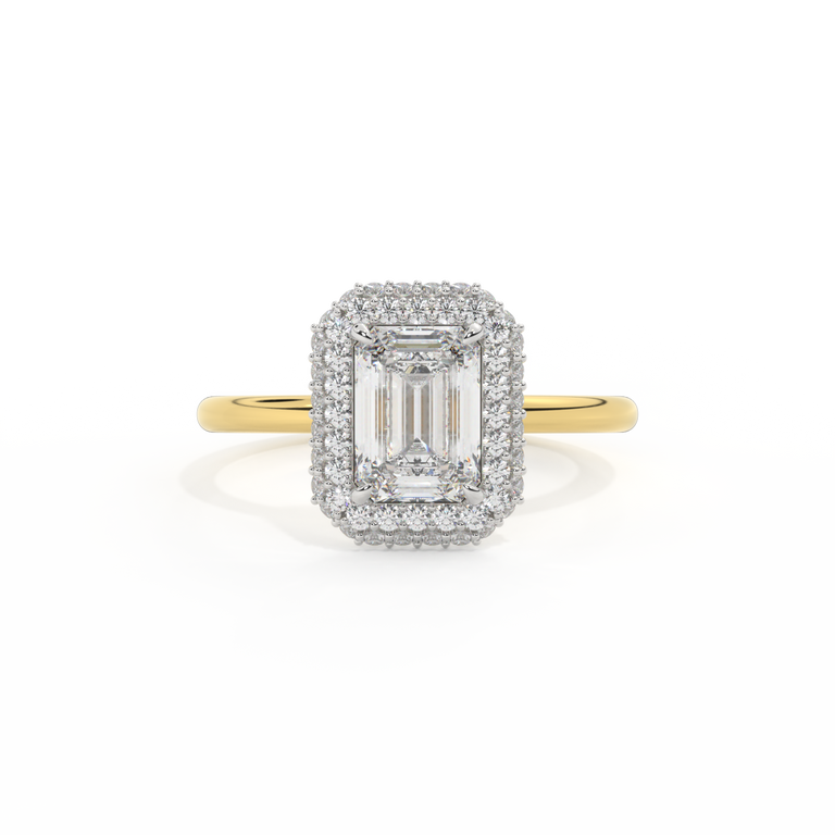 Lab Grown Diamond Vintage Emerald Cut Diamond 18k Yellow Gold Ring
